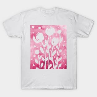 Whimsical watercolor flowers – pink T-Shirt